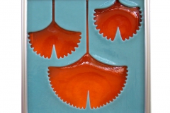 Ginkgo Tile in Aqua/Orange
