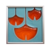 Ginkgo Tile in Aqua/Orange